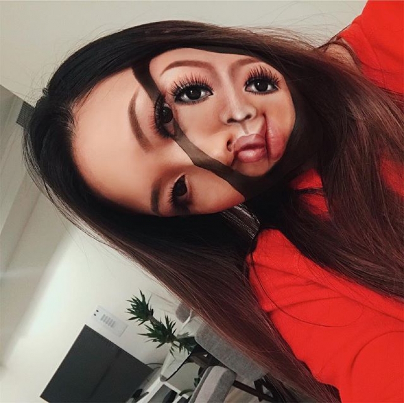 "I'm the person to eat" the canadian make-up artist draws women's faces with burgers, rolls and pizza