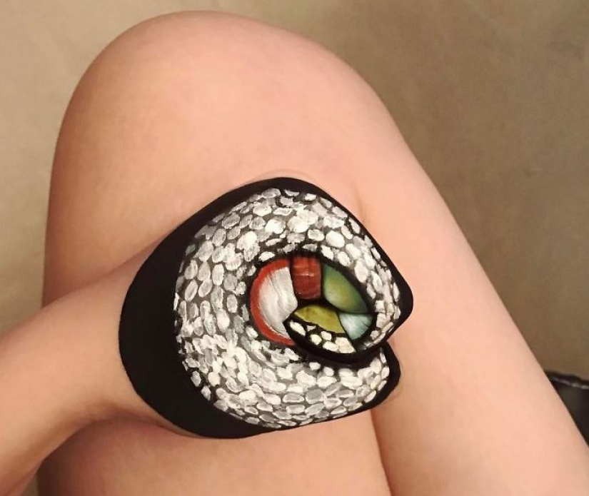 "I'm the person to eat" the canadian make-up artist draws women's faces with burgers, rolls and pizza