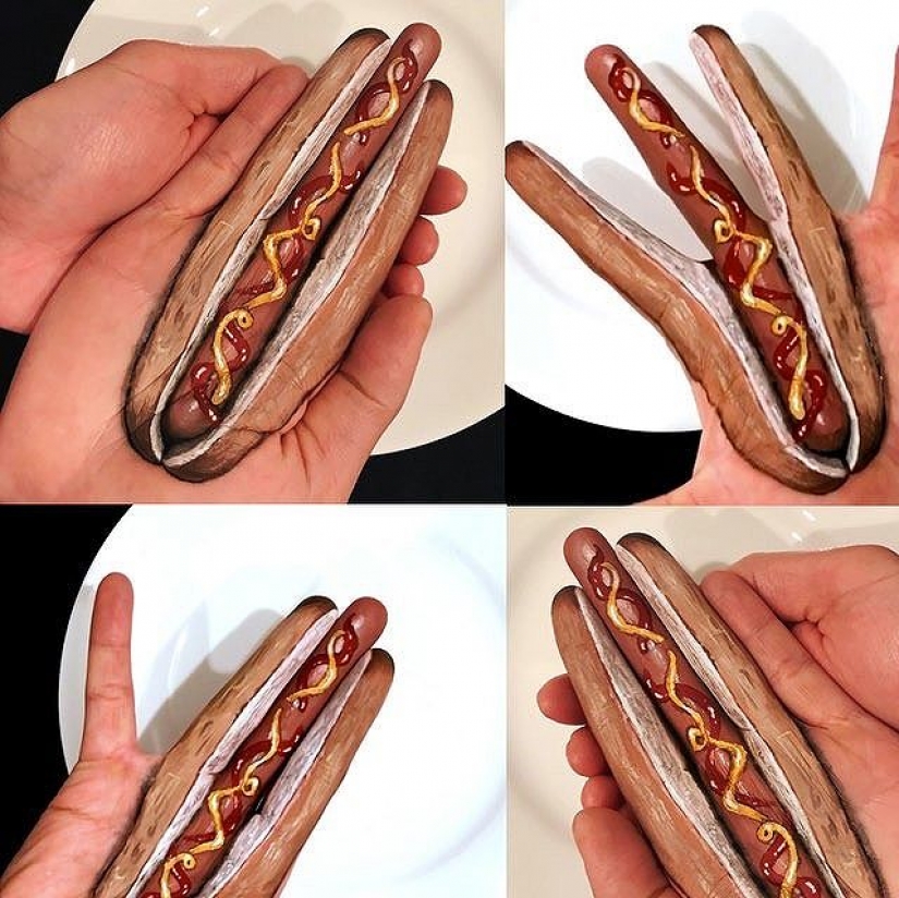 "I'm the person to eat" the canadian make-up artist draws women's faces with burgers, rolls and pizza