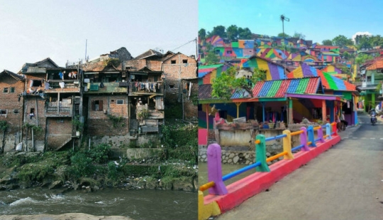 In Indonesia, over 22 thousand dollars has turned the slums into the rainbow area