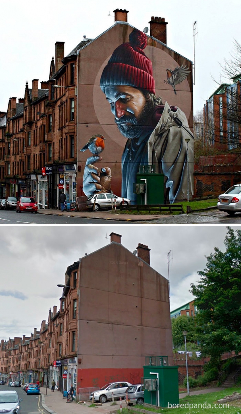 Increíble arte callejero. Antes y después de Increíble arte callejero. Antes y después de