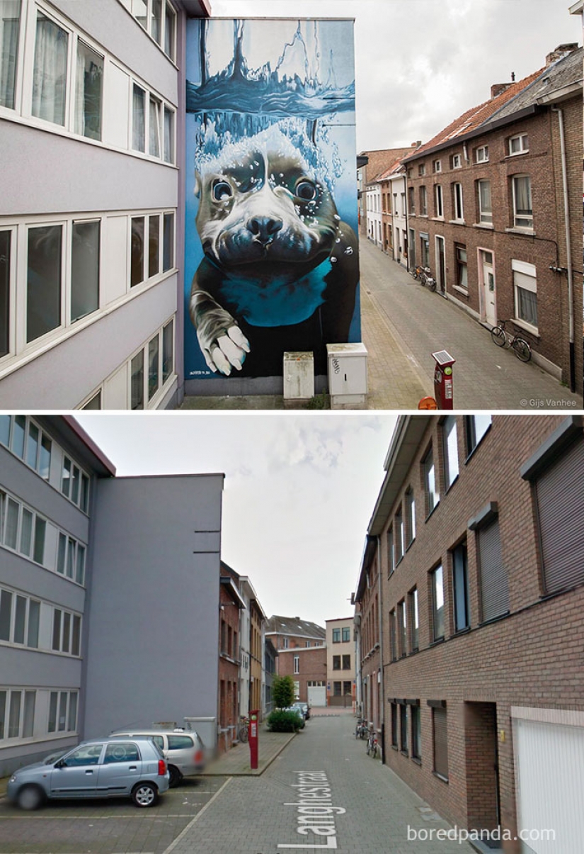 Increíble arte callejero. Antes y después de Increíble arte callejero. Antes y después de