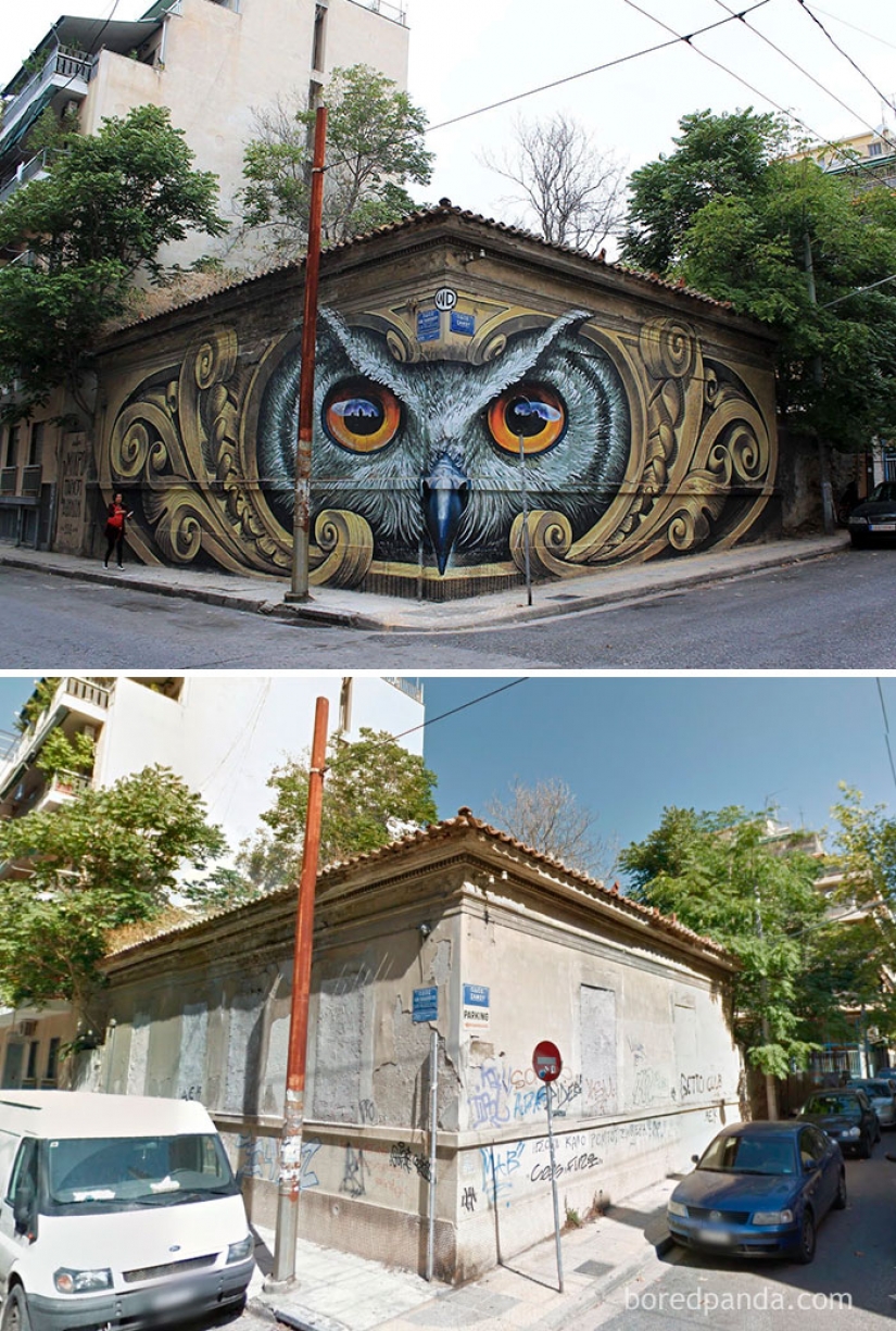 Incredible street art. Before and after Incredible street art. Before and after