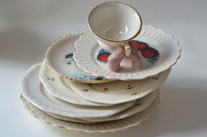 Israeli sculptor creates ceramic tableware that can run away from you