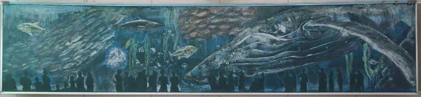 Japanese students create incredible beauty of the drawings on the school boards