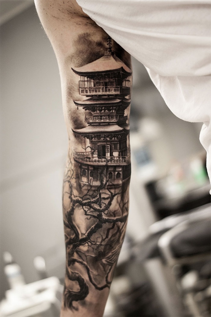 La ciudad por encima de la suela: exquisita arquitectura del tatuaje