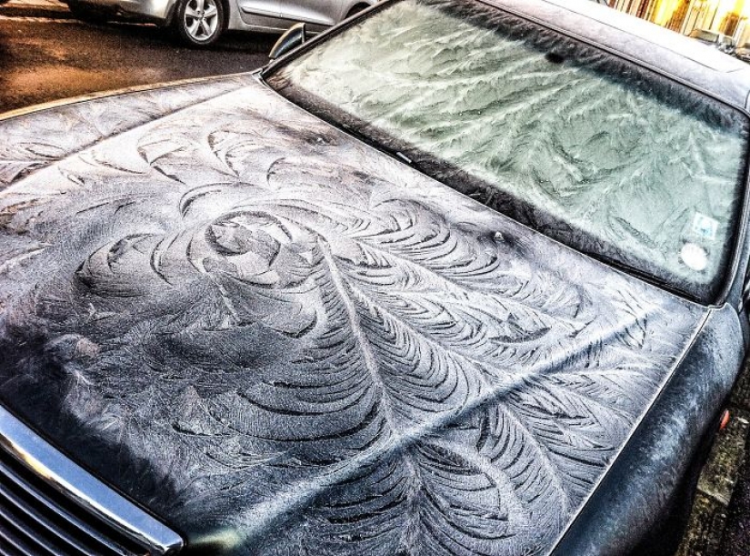 La escarcha se convierte el coche en el arte