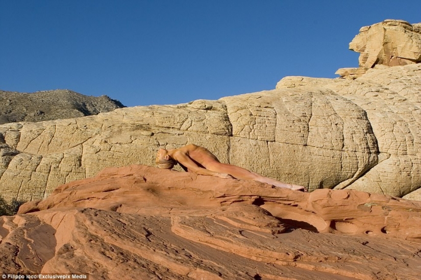 Look for the woman: naked models blend in with the scenery