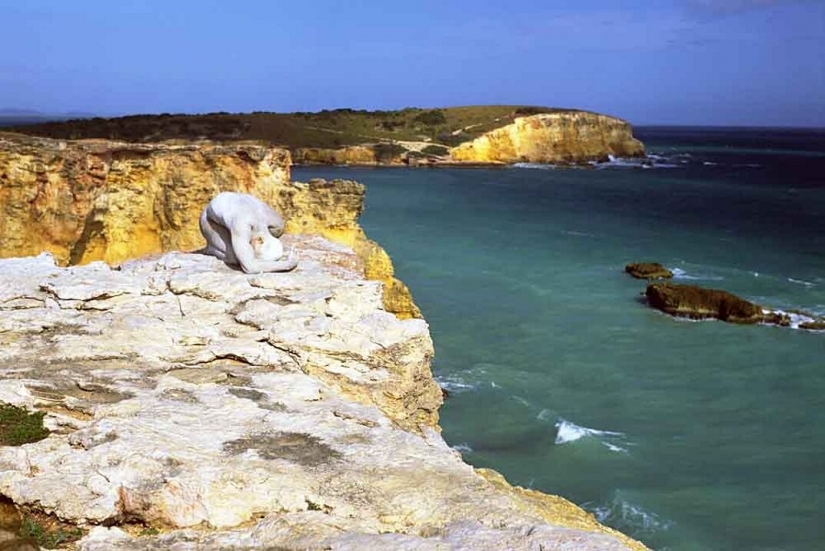 Look for the woman: naked models blend in with the scenery