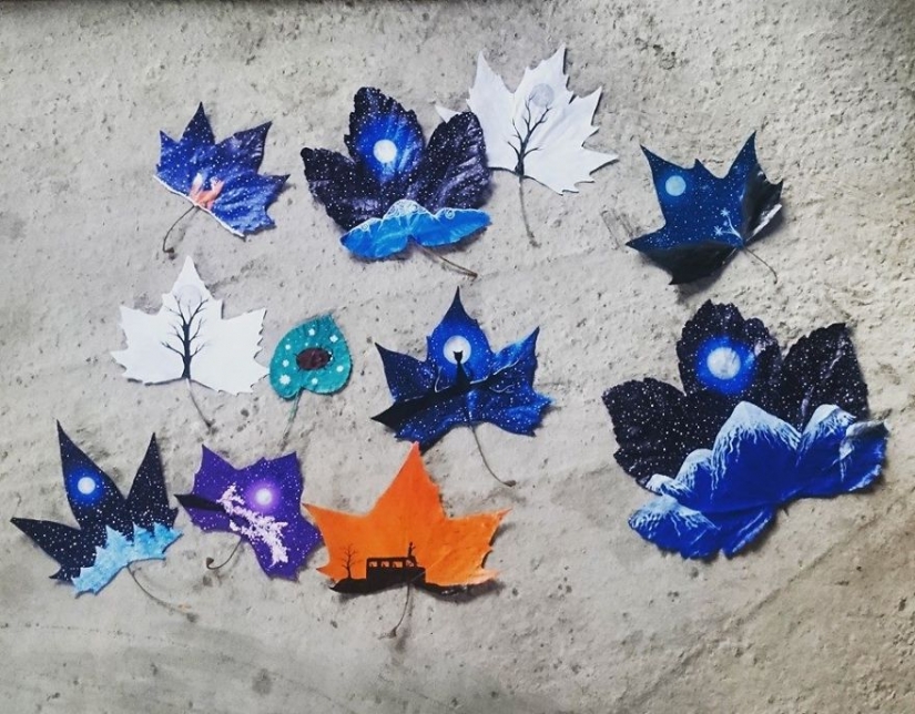 Los mundos de fantasía en un seco de la hoja de arce Los mundos de fantasía en un seco de la hoja de arce