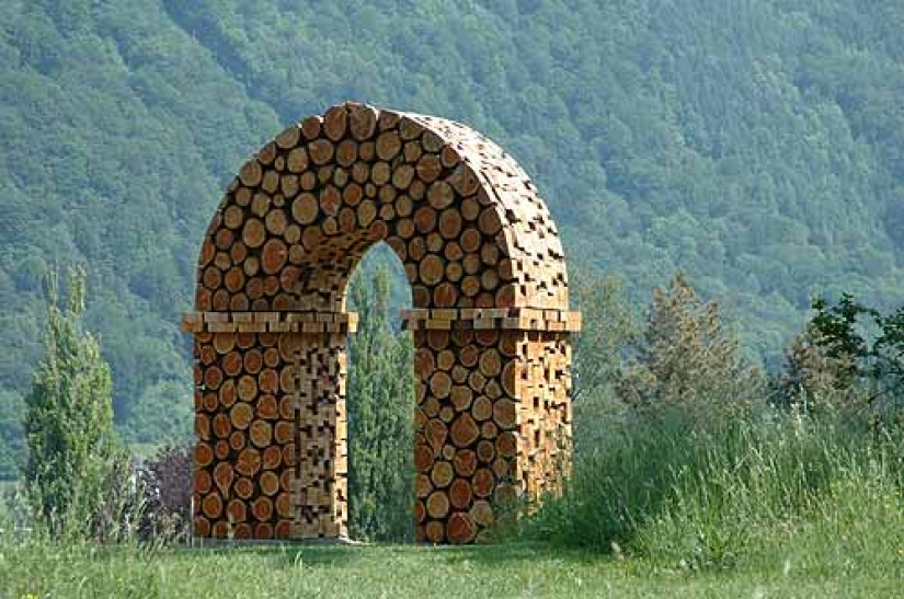 On the courtyard grass, on a grass firewood On the courtyard grass, on a grass firewood