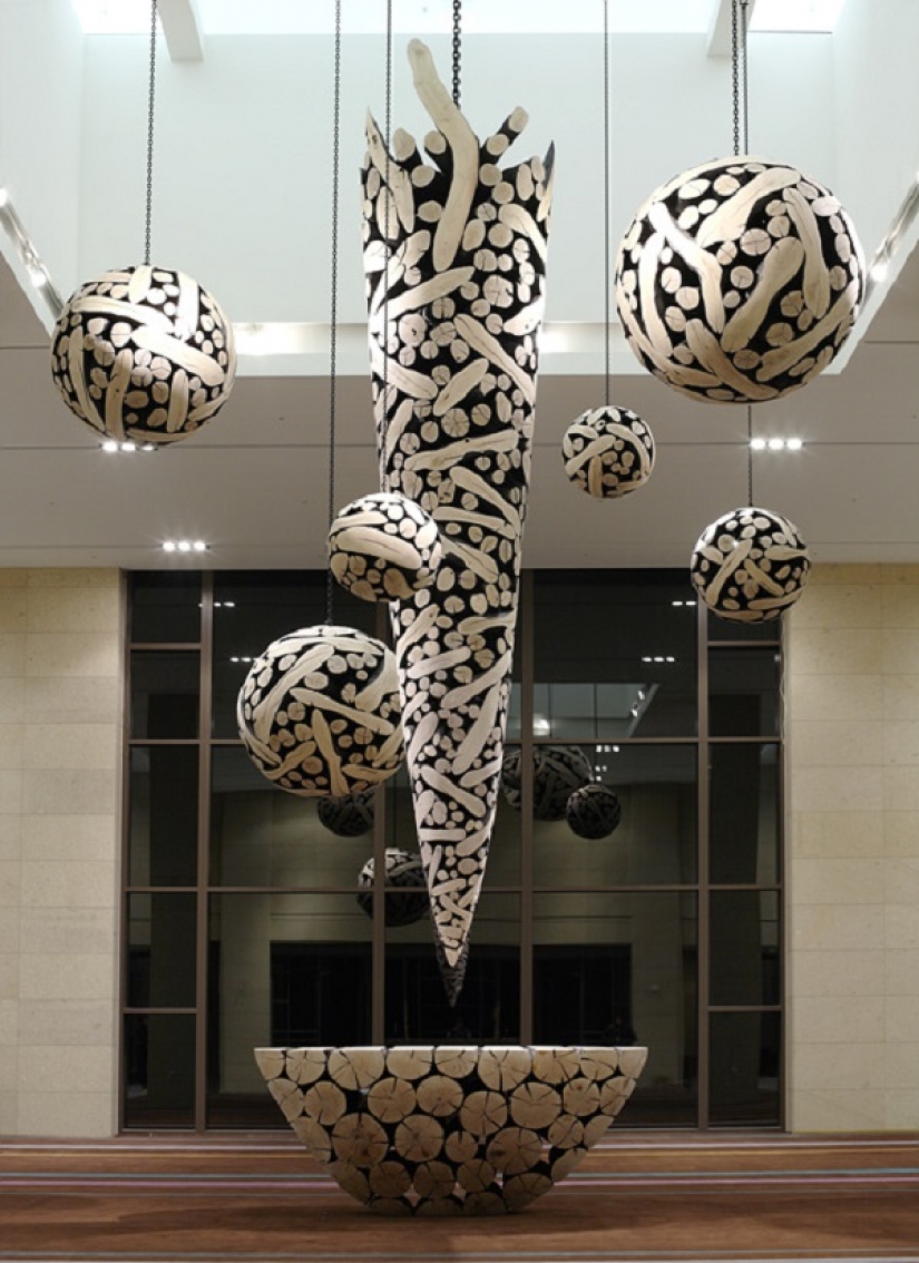 On the courtyard grass, on a grass firewood On the courtyard grass, on a grass firewood