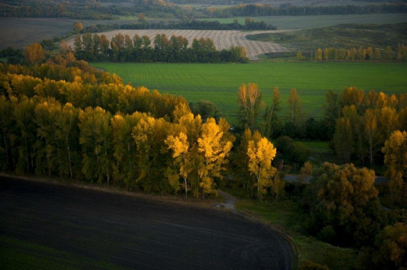 Otoño en las montañas de Kazajstán de la altura de vuelo de pájaro