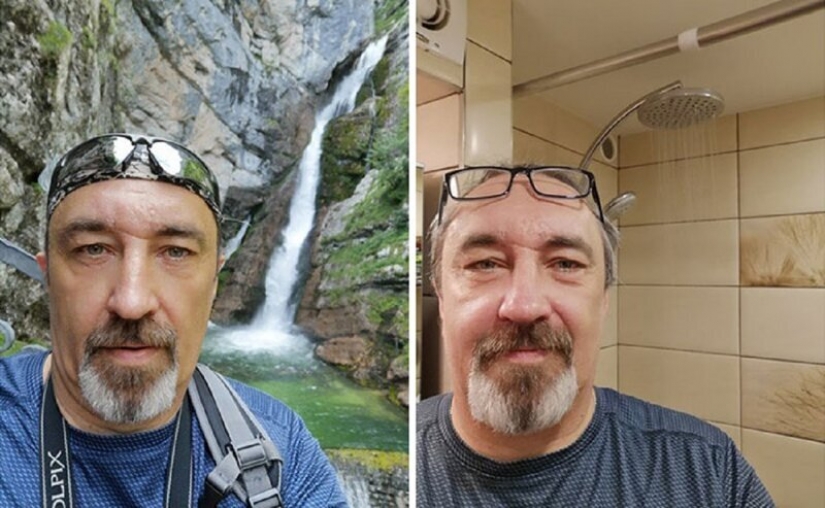 Recordar dónde estábamos! La gente recrear fotos de viajes, sentado en cuarentena