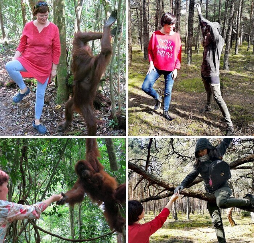 Remember where we were! People recreate photos from travels, sitting in quarantine