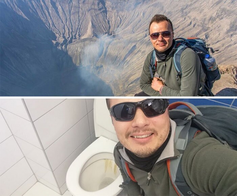 Remember where we were! People recreate photos from travels, sitting in quarantine