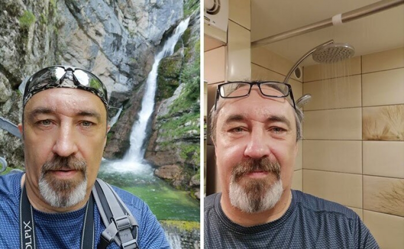 Remember where we were! People recreate photos from travels, sitting in quarantine