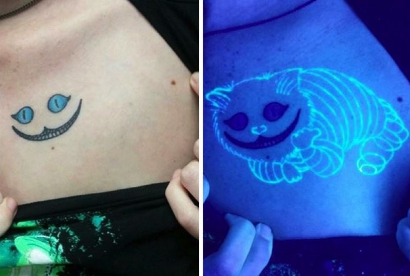 Secret of tattoo: designs and drawings that are visible only under UV light Secret of tattoo: designs and drawings that are visible only under UV light