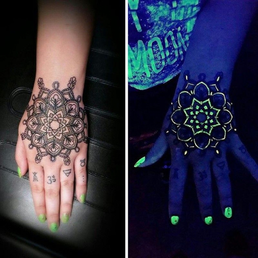 Secret of tattoo: designs and drawings that are visible only under UV light Secret of tattoo: designs and drawings that are visible only under UV light