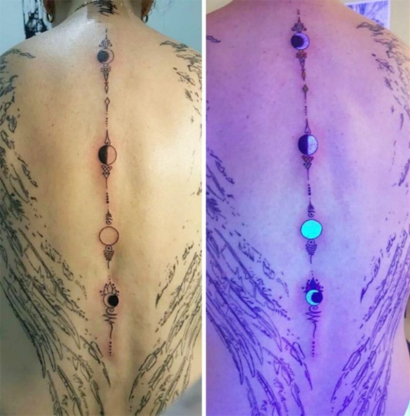 Secreto de los tatuajes: diseños y dibujos que sólo son visibles bajo luz ULTRAVIOLETA Secreto de los tatuajes: diseños y dibujos que sólo son visibles bajo luz ULTRAVIOLETA