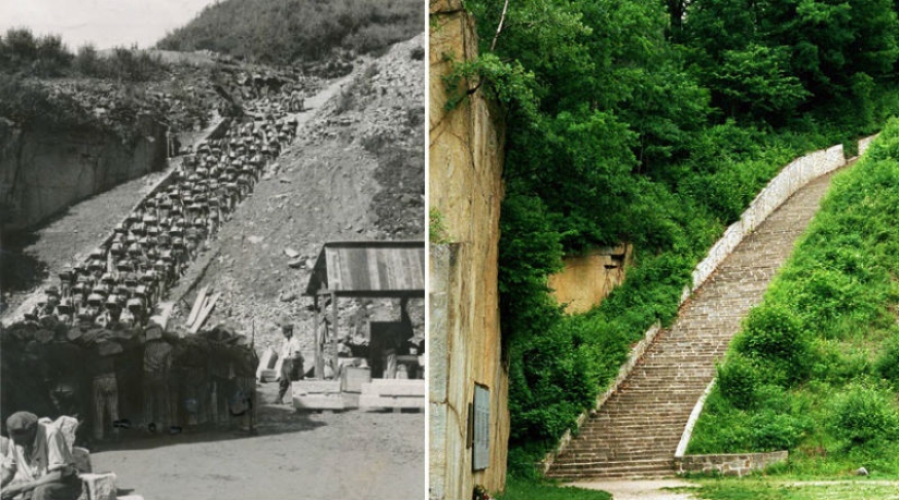 "Stairway of the dead" in the Austrian concentration camp Mauthausen