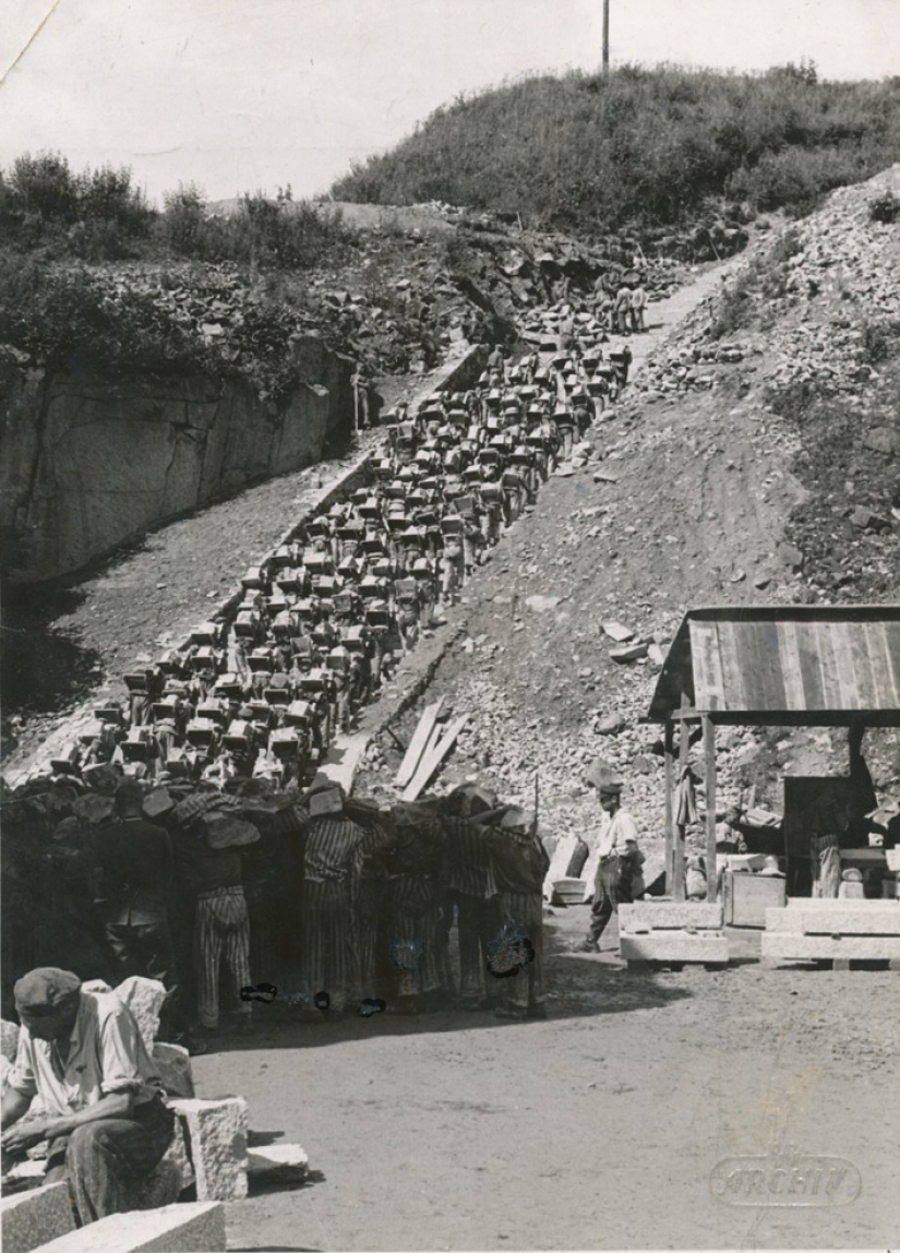 "Stairway of the dead" in the Austrian concentration camp Mauthausen