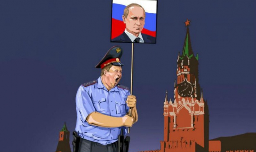 The Azerbaijani artist has depicted the true face of the world, police in the satirical illustrations