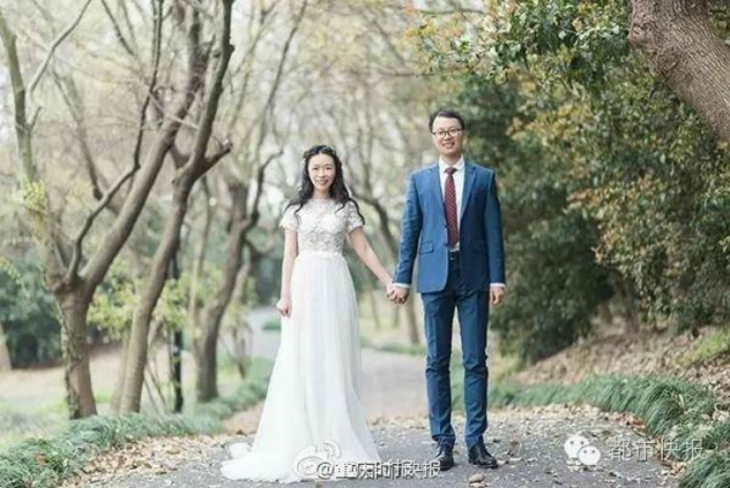 The bride saw some old pictures of the groom for his mother