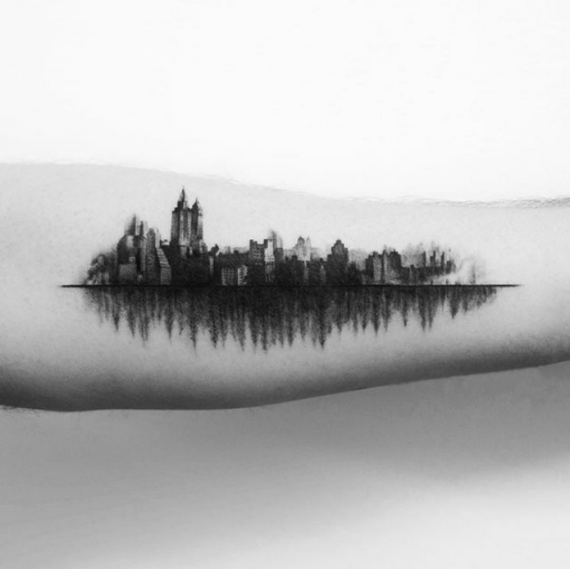The city above the sole: exquisite architectural tattoo