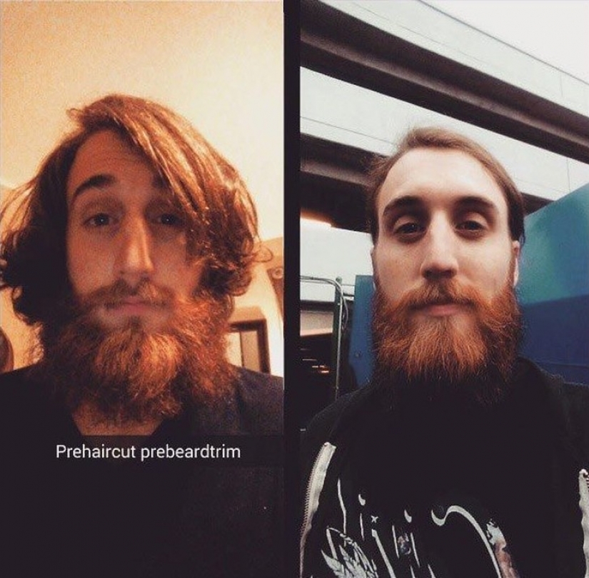 The difference is obvious: converts 20 men before and after they got a haircut and shaved