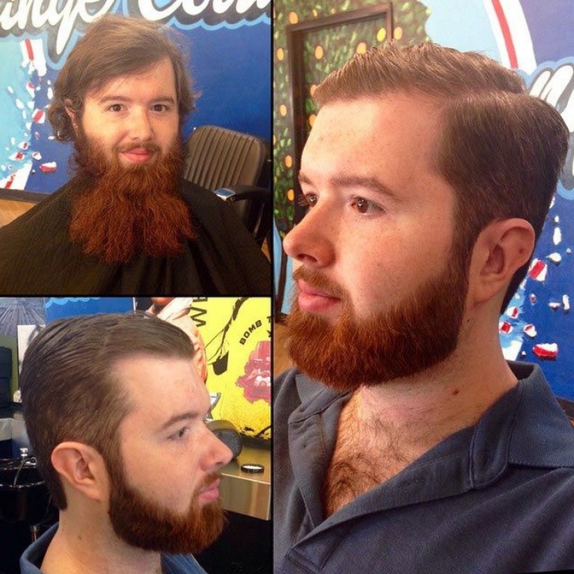 The difference is obvious: converts 20 men before and after they got a haircut and shaved