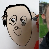 The father showed how would look the characters of children's drawings in real life