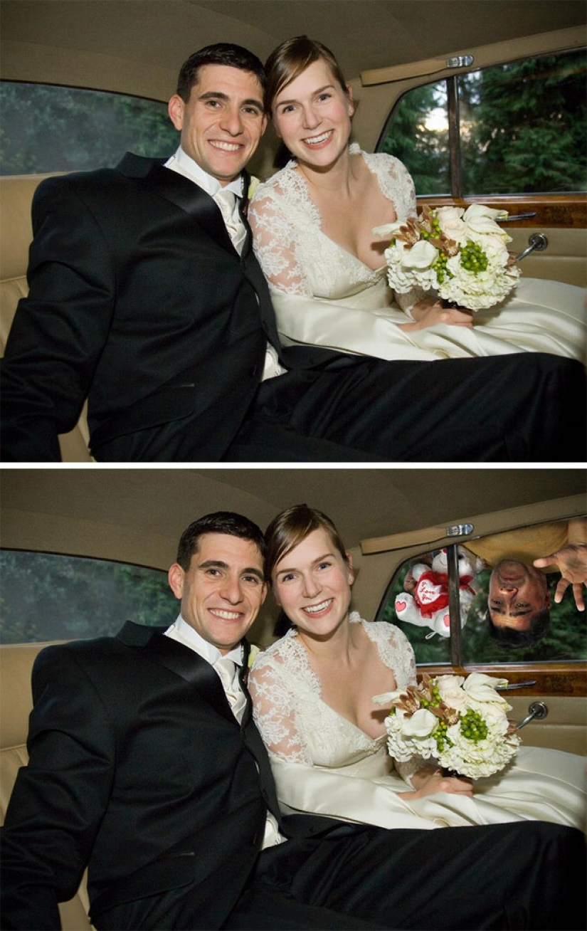 The guy masterfully inscribes itself in pictures from photobanks, and it's incredibly funny