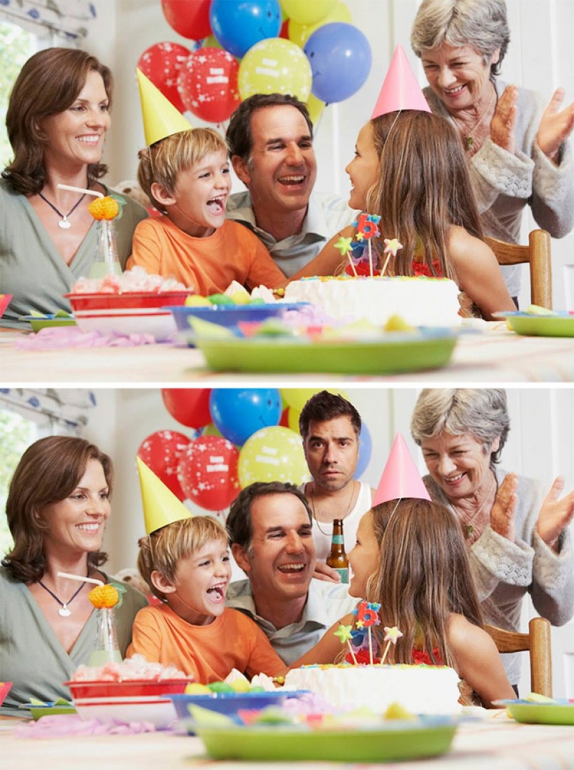 The guy masterfully inscribes itself in pictures from photobanks, and it's incredibly funny