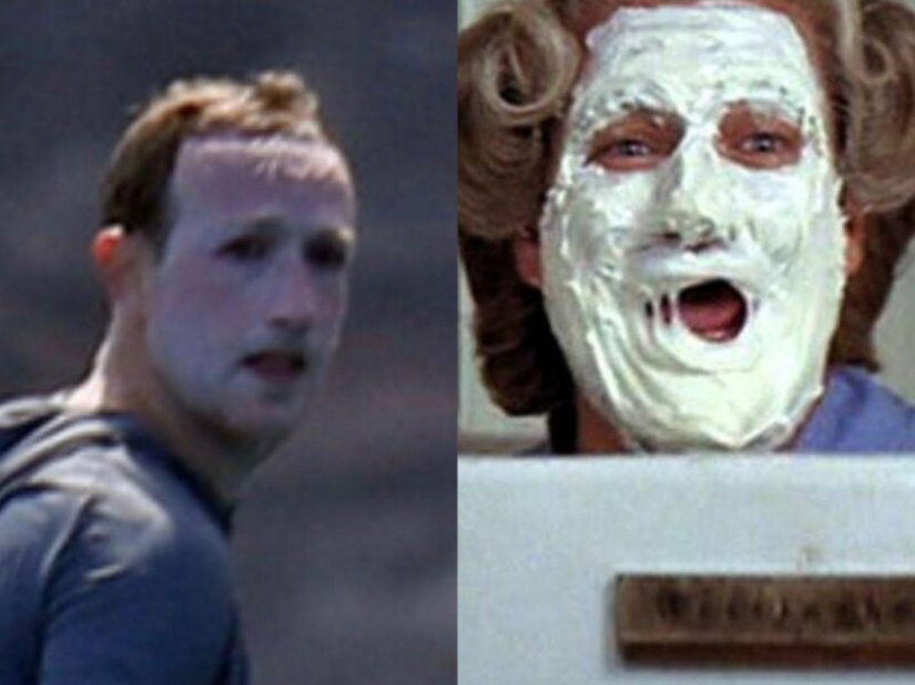 The Joker or the housewife? Network mock white face Mark Zuckerberg