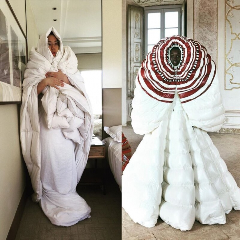 The quarantine style: fashion images from scrap materials The quarantine style: fashion images from scrap materials