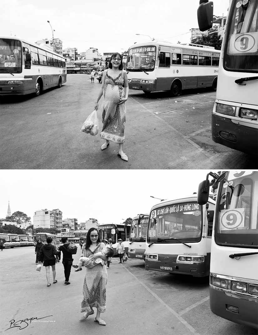 The Vietnamese withdrew, what was the life of his wife before the birth and how things have changed after