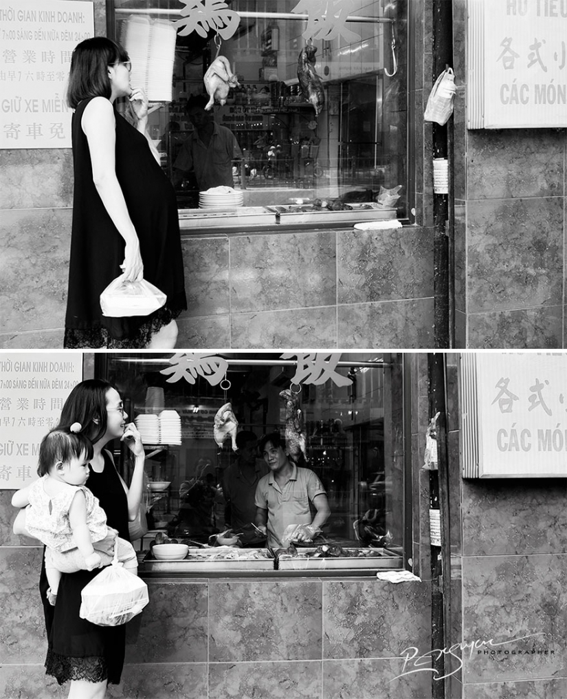 The Vietnamese withdrew, what was the life of his wife before the birth and how things have changed after