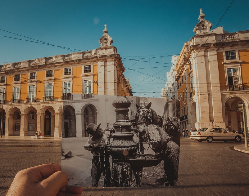 Una ventana al pasado: un residente de Bakú, que combina fotos antiguas con las modernas tipos