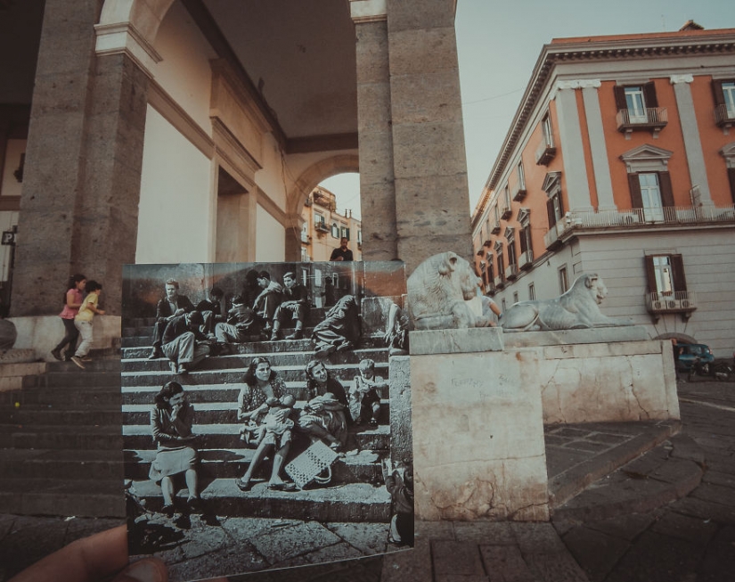 Una ventana al pasado: un residente de Bakú, que combina fotos antiguas con las modernas tipos