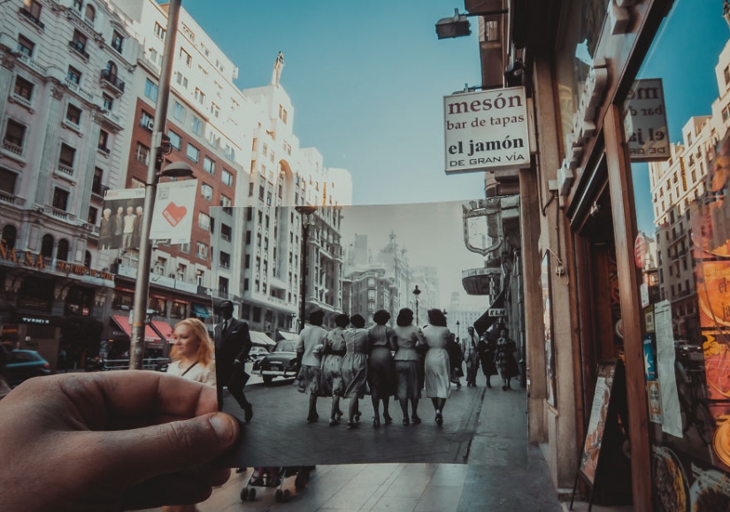 Una ventana al pasado: un residente de Bakú, que combina fotos antiguas con las modernas tipos