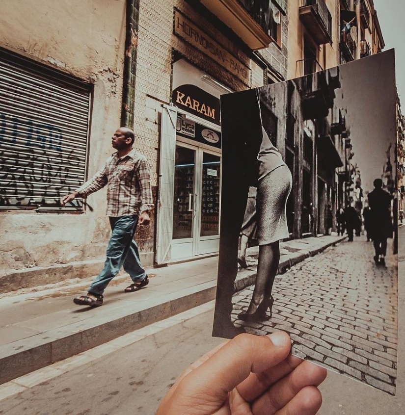 Una ventana al pasado: un residente de Bakú, que combina fotos antiguas con las modernas tipos