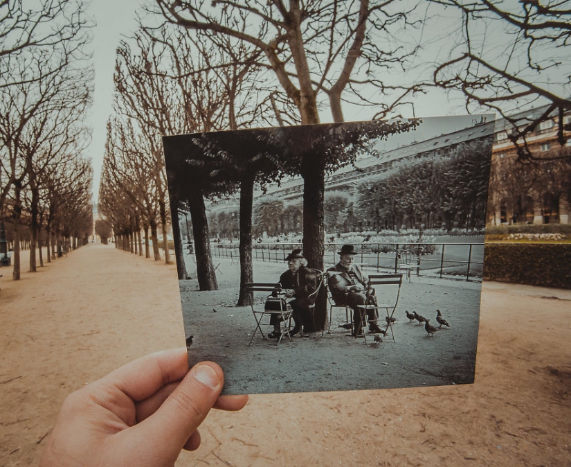 Una ventana al pasado: un residente de Bakú, que combina fotos antiguas con las modernas tipos