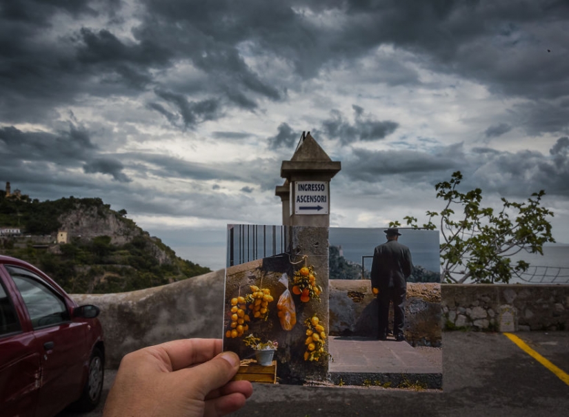 Una ventana al pasado: un residente de Bakú, que combina fotos antiguas con las modernas tipos