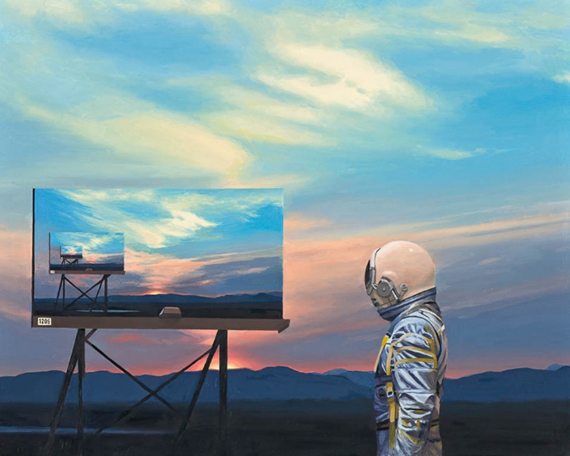 Vagando solitario astronauta sobre las ruinas de la civilización Vagando solitario astronauta sobre las ruinas de la civilización