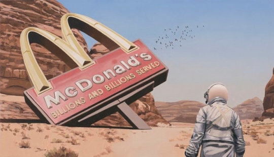 Vagando solitario astronauta sobre las ruinas de la civilización Vagando solitario astronauta sobre las ruinas de la civilización