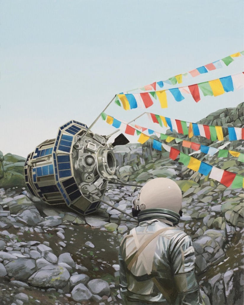 Vagando solitario astronauta sobre las ruinas de la civilización Vagando solitario astronauta sobre las ruinas de la civilización