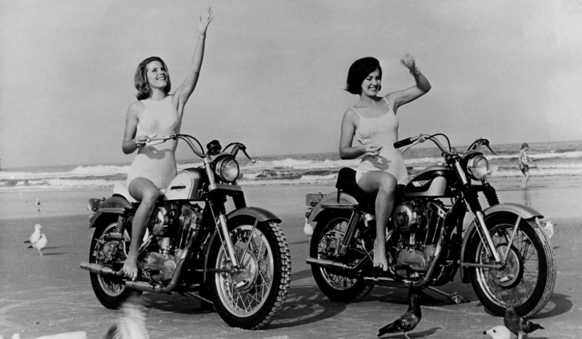 Vintage photo cool girls on motorcycles Vintage photo cool girls on motorcycles