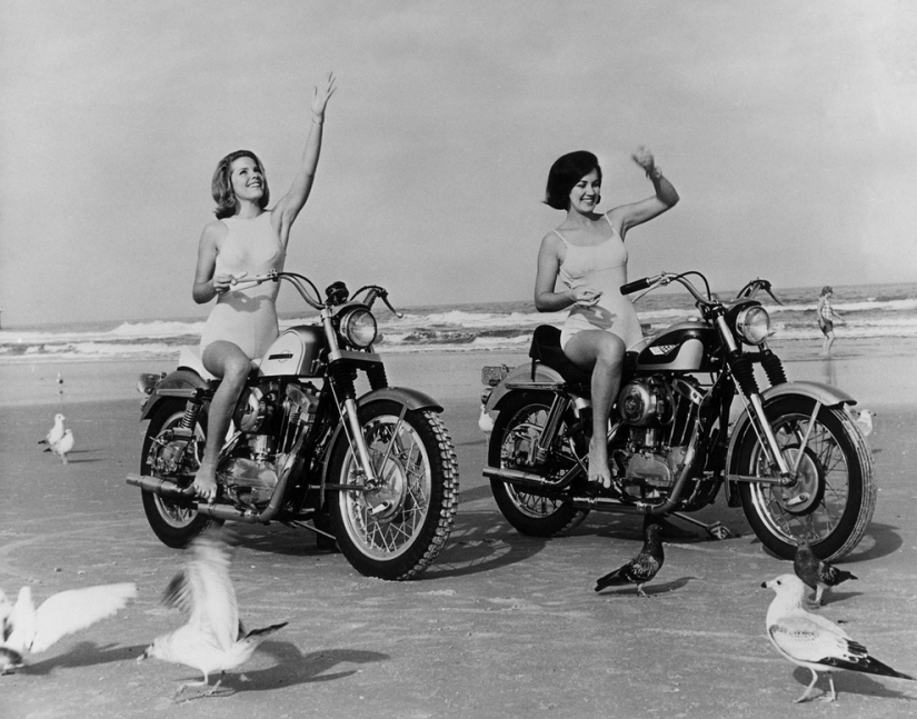 Vintage photo cool girls on motorcycles Vintage photo cool girls on motorcycles