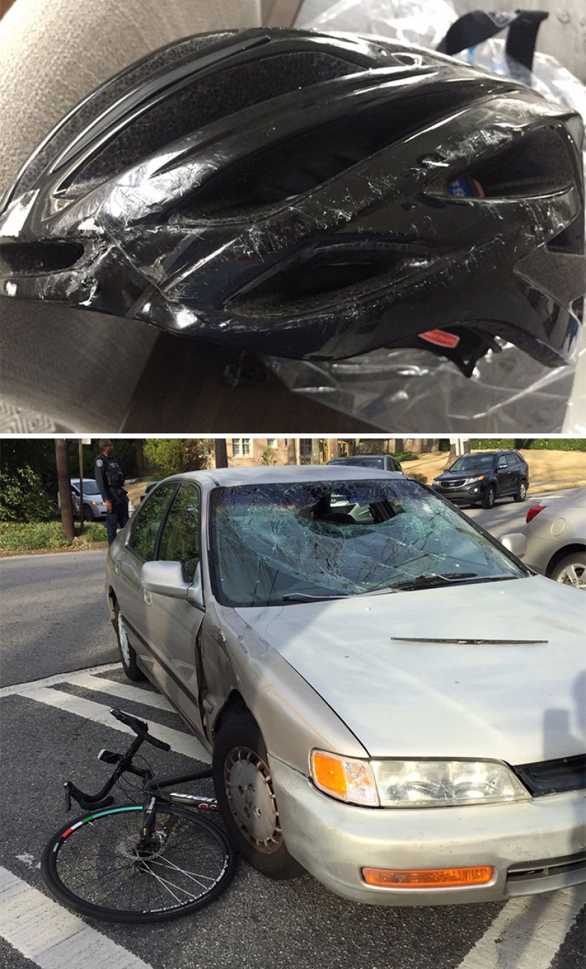 Watch your head: victims in accidents shared the photos of helmets that saved their lives Watch your head: victims in accidents shared the photos of helmets that saved their lives